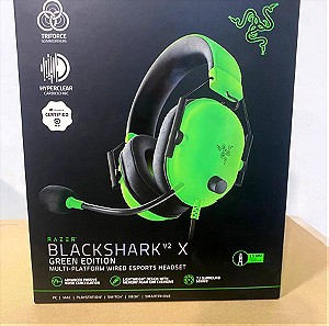 Razer BlackShark V2 X Over Ear Gaming Headset με σύνδεση 3.5mm Πράσινο σφραγισμένο