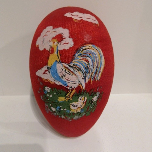 Handmade egg used with painted rooster and chick