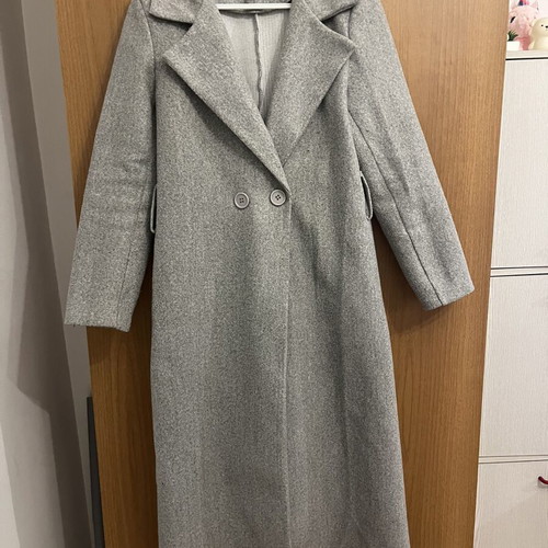 Styled in Italy Gray Long Coat size L like new