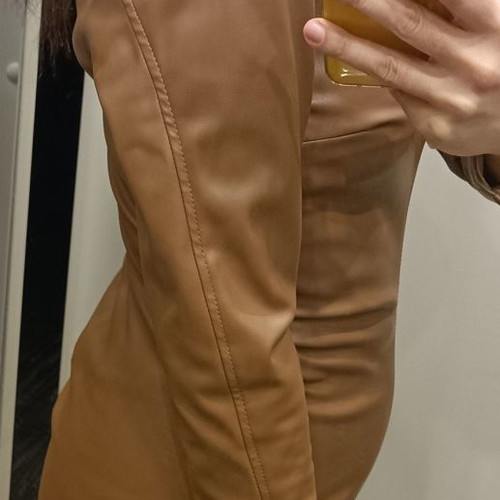 Leatherette dress used, brown, mini, Zara, size S