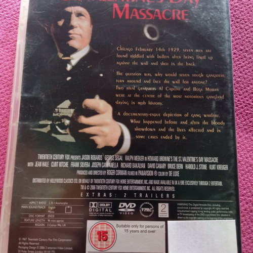The St.Valentine's Day Massacre DVD like new, action adventure, subbed