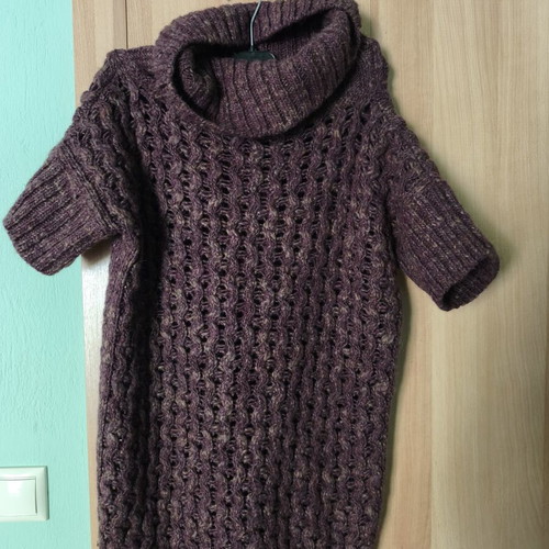 Sisley purple thick knitted winter dress like new, medium size