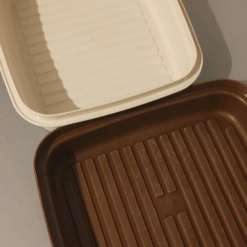 Tupperware two used baking pans combined into one large pan