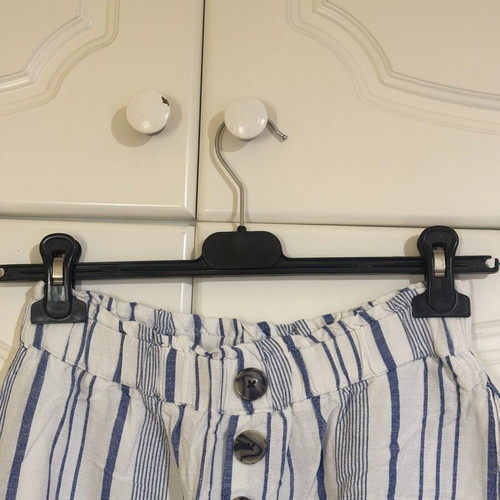 Wide White Pants with Blue Stripes like new, size XS