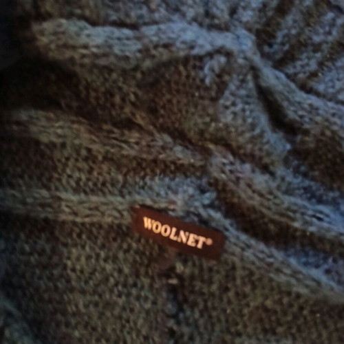 Woolnet wool cardigan like new, gray and turquoise