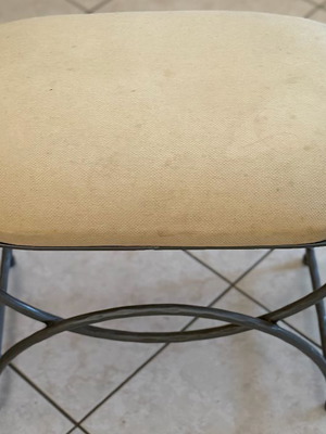 Stool with metal frame and fabric used, beige seat