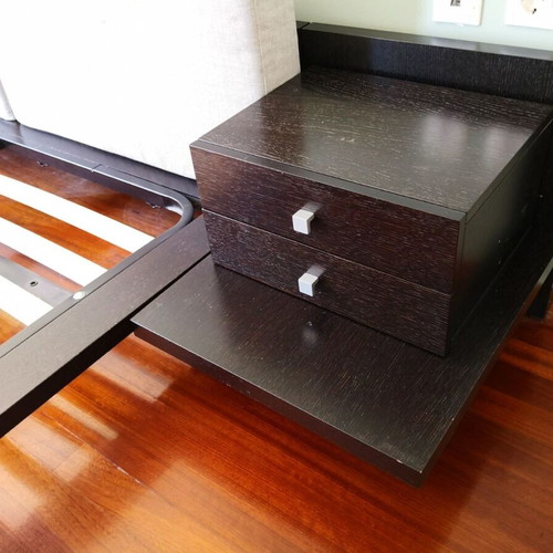 Double bed wenge with 2 nightstands and drawers like new