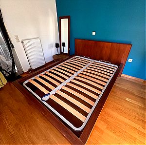 κρεβάτι από ξύλο μασίφ, ορθοπεδικό τελάρο με μηχανισμό και αποθηκευτικό χώρο και δώρο στρώμα 140χ200