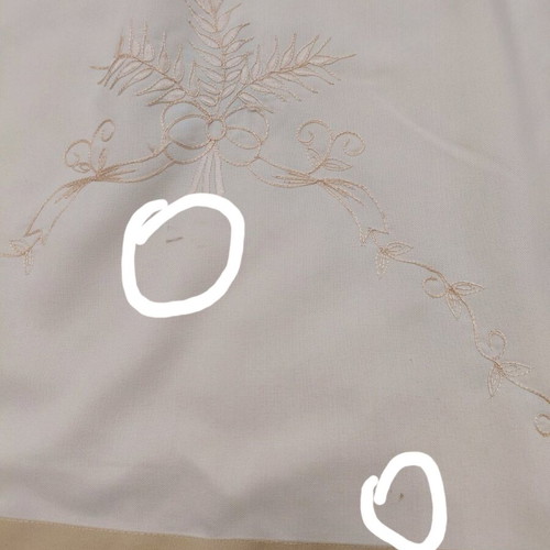 White curtain with beige border and embroidery like new