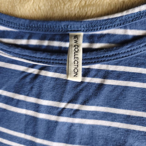 Striped long dress with side slits like new, blue and white