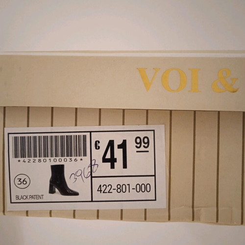 High-heeled patent boots like new, size 36, black