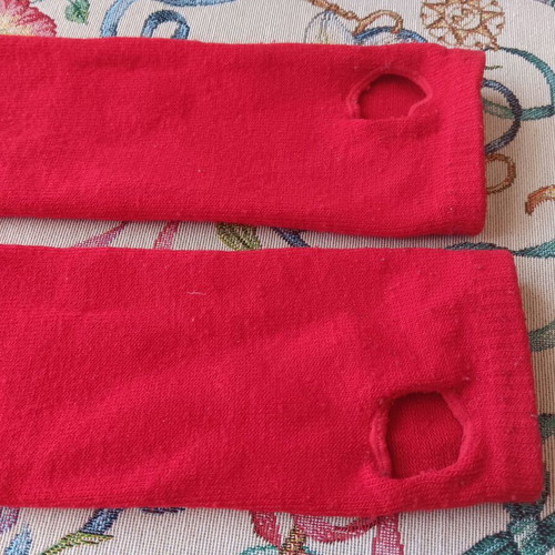 Children's long gloves used, red