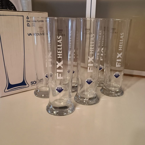 Fix Hellas Beer Glasses Set of 6 0.5lt New