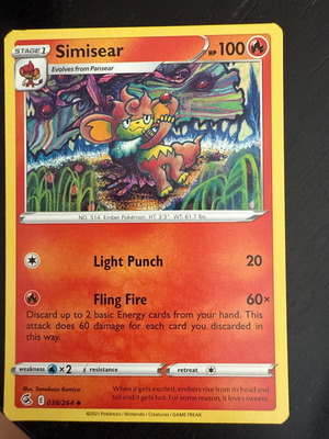 Simisear κάρτα Pokémon μεταχειρισμένη, Fusion Strike 038/264