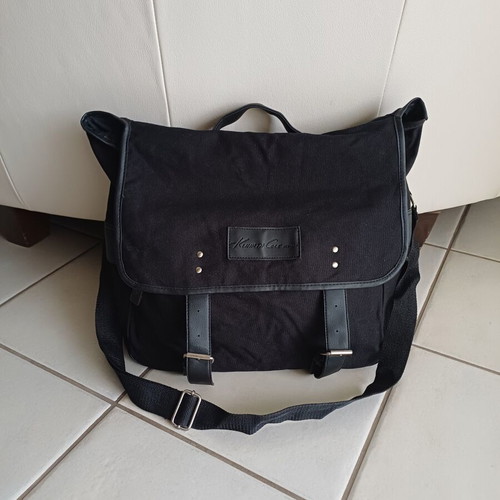 Kenneth Cole Messenger Bag New Black Fabric with Leather Details