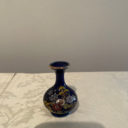 Fine Cobalt Vase καινούργιο μπλε με χρυσό 7 χ 5 εκ.