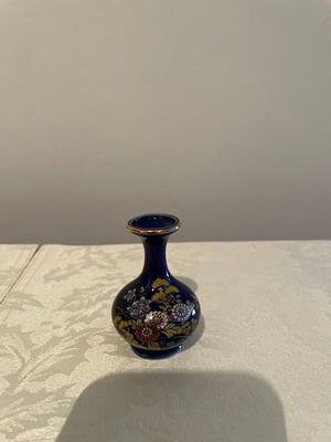 Fine Cobalt Vase καινούργιο μπλε με χρυσό 7 χ 5 εκ.