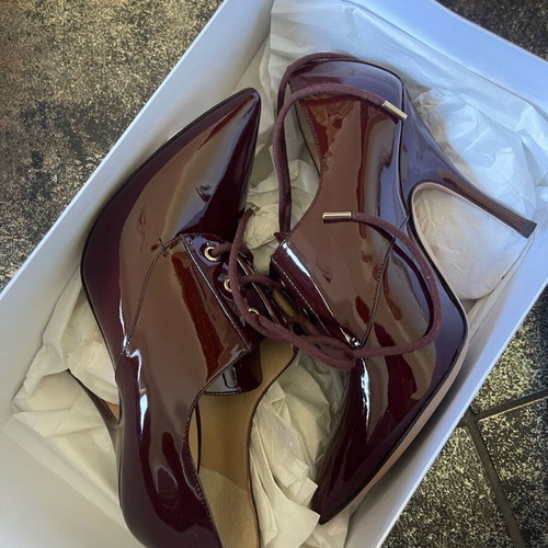 Dolce & Gabbana burgundy patent leather women's ankle boots new