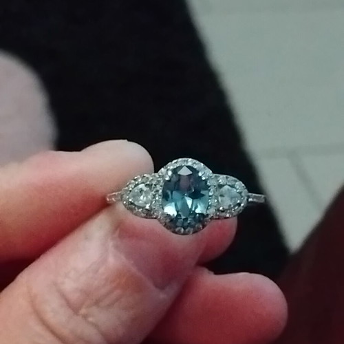 Sky Blue Zirconia Silver Ring Size 9 New