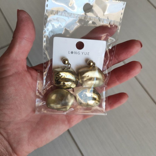 Longyue earrings new, gold matte and shiny, 5cm