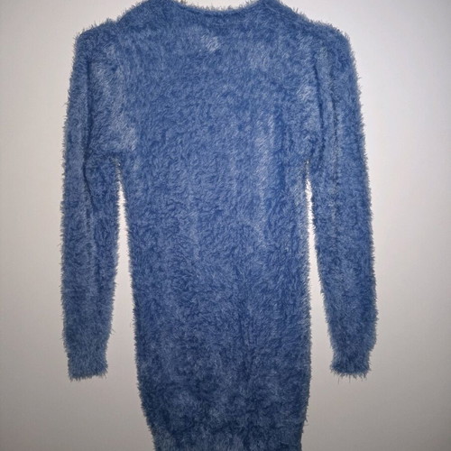 Fuzzy warm blouse dress like new, blue, size S