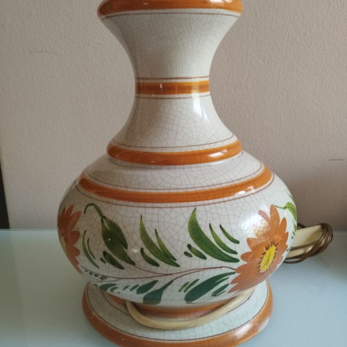 Vintage ceramic table lamp used, handmade Mediterranean style