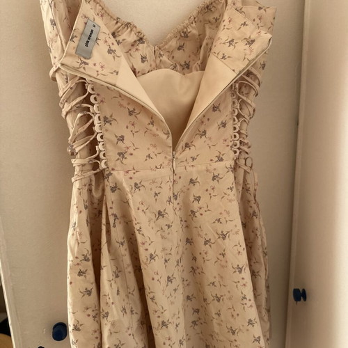 Mini floral poplin dress corset style like new, Pink Woman, size M
