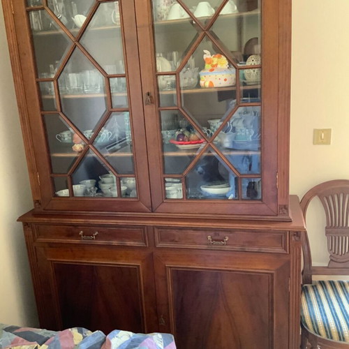 Handmade carved iroko solid wood cabinet like new