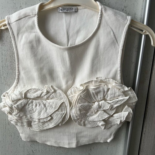 Zara crop top like new, white, size M