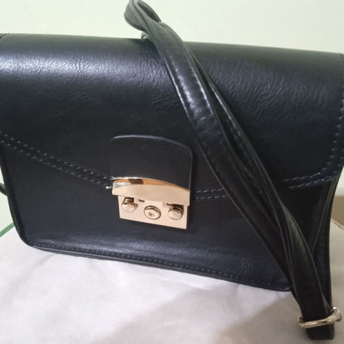 Puccini leather women's crossbody bag new, black with gold details
