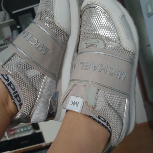 Michael Kors women's silver sports shoes used, size 38