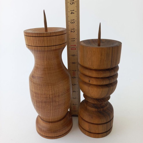 Set of 2 handmade wooden candlesticks like new