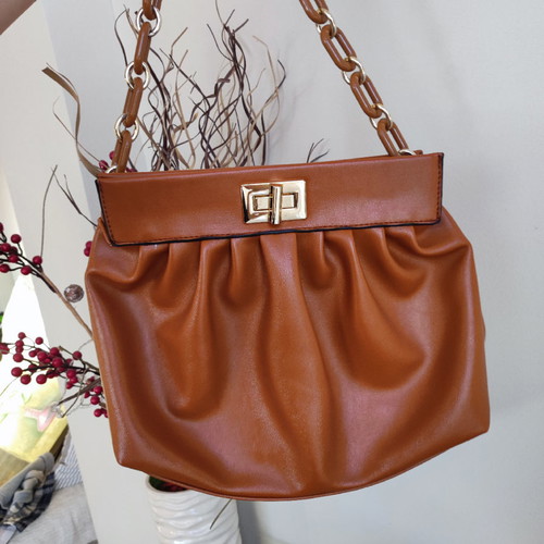 Tan handbag/shoulder bag faux leather new, vintage style