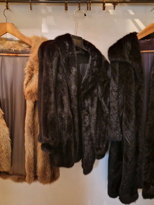 Mink furs, set of 3, different colors