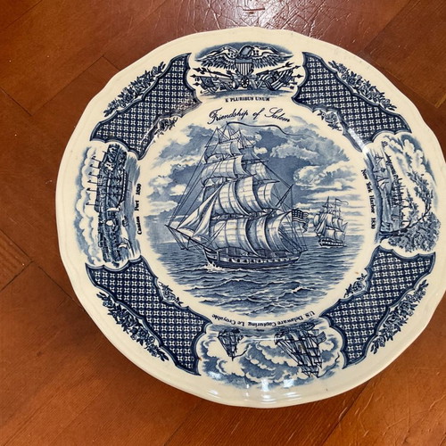 Alfred Maekin Staffordshire plate with sailing ships