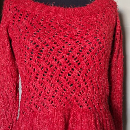 Vintage Red Burgundy Knitted Blouse Miss Denim new, size S/M