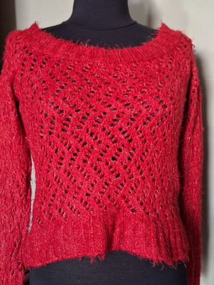 Vintage Red Burgundy Knitted Blouse Miss Denim new, size S/M
