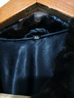 Mink fur used, natural, size 46, black
