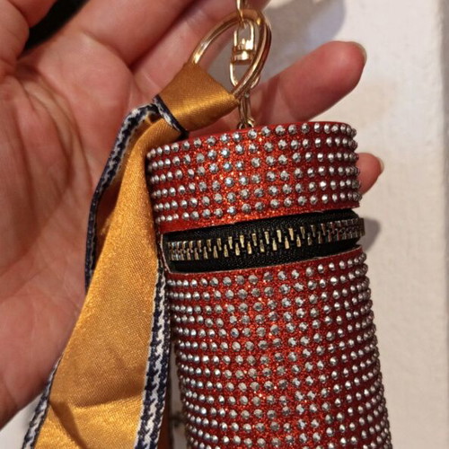 Keychain wallet like new, red with strass and glitter