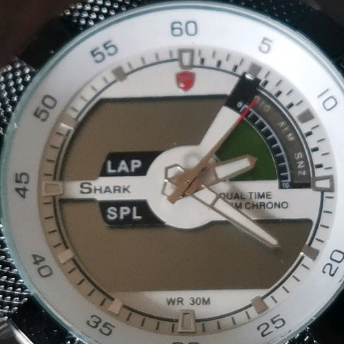 Men's Shark Sport Watch used, dual time analog and digital chronograph