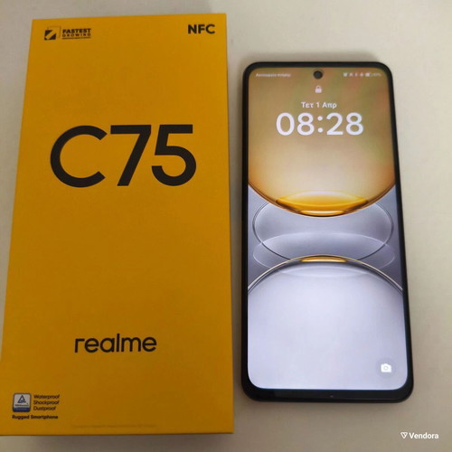 Realme C75 smartphone, 256GB, dual SIM, 20+ MP camera, black