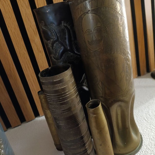 Military shell collection like new with Trench Art and vintage pieces