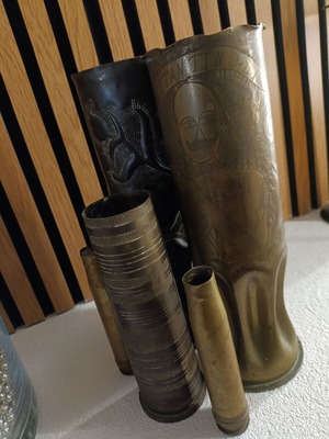 Military shell collection like new with Trench Art and vintage pieces