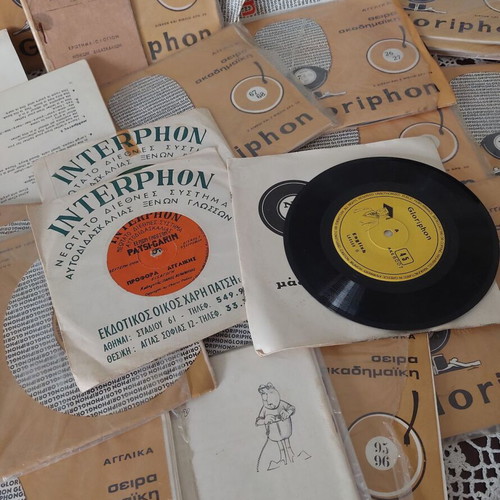 Vintage 45 RPM Records for English Learning Collection