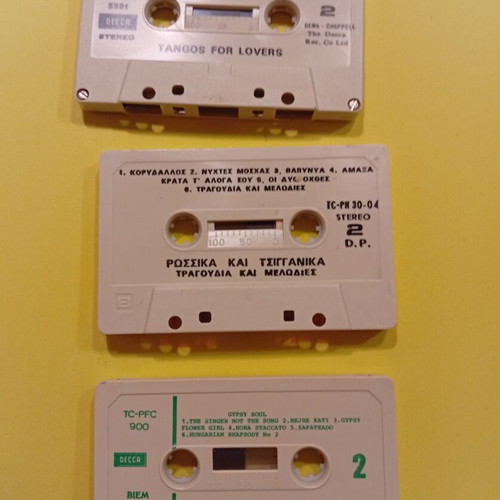 Cassette tapes used, pack of 3 with tango, soul and folk music