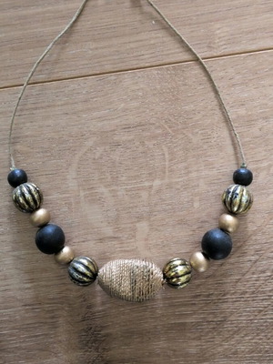 Handmade necklace with beads gold color, refurbished