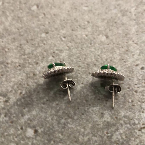 Gold plated earrings with green stone new