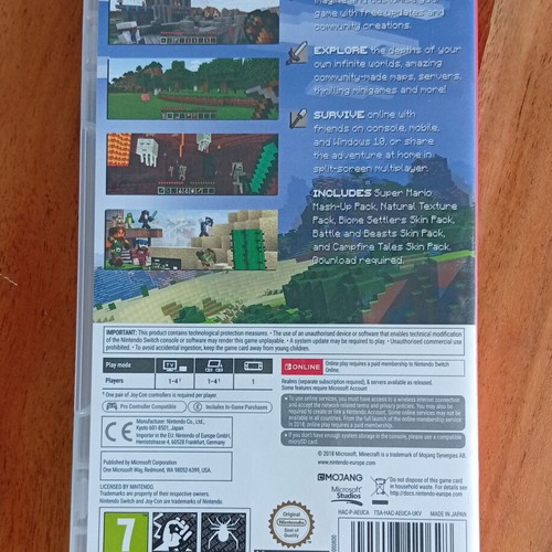 Minecraft Nintendo Switch game like new