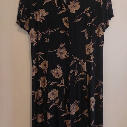 Vintage dress like new, black with brown floral pattern, size L