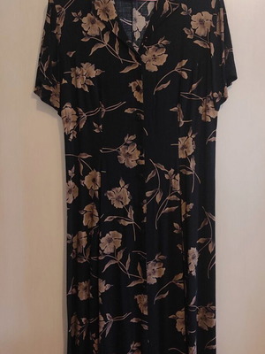 Vintage dress like new, black with brown floral pattern, size L